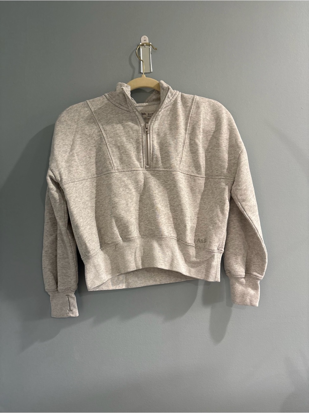 abercrombie kids Heather Gray Quarter-Zip Sweatshirt